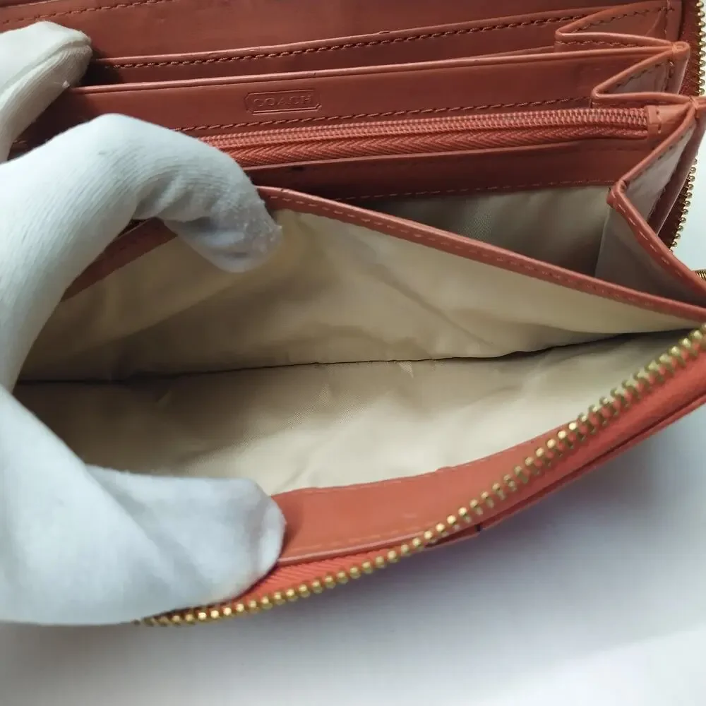 Coach Ashley Red Leather Zip Around Credit Card Wallet